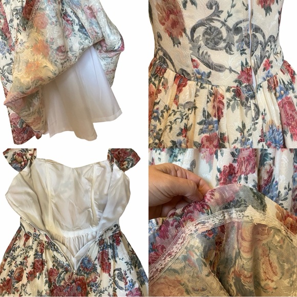 Handmade Vintage | Floral Brocade Sweetheart Dress - Picture 4 of 15